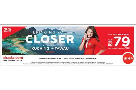 AirAsia Further Strengthens Connectivity in East Malaysia with new Kuching-Tawau Route