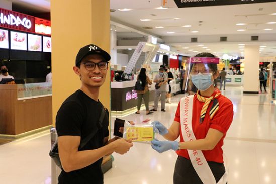 Social Distancing Officers and Care Ambassadors patrol the malls and provide assistance to shoppers by dispensing hand sanitisers and masks 